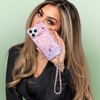 image:imageVELVET CAVIAR Leather Chain Phone Charm Wrist Strap  Cute Lanyard Accessory for Women  Fits all Phone Cases Metallic Purple