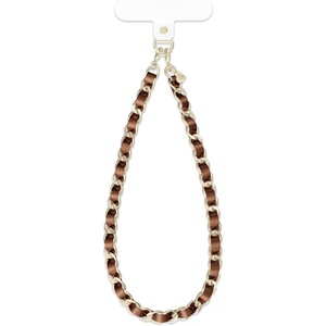 image:imageVELVET CAVIAR Leather Chain Phone Charm Wrist Strap  Cute Lanyard Accessory for Women  Fits all Phone Cases Metallic Brown