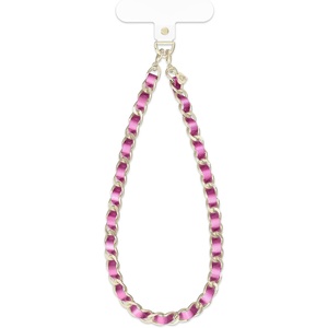 image:imageVELVET CAVIAR Leather Chain Phone Charm Wrist Strap  Cute Lanyard Accessory for Women  Fits all Phone Cases Metallic Pink