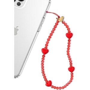 image:imageVELVET CAVIAR Phone Charm Wrist Strap  Cute Beaded Cellphone Wristlet  Lanyard Accessory for Women  Fits all Phone CasesRed Heart