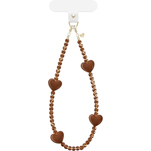 image:imageVELVET CAVIAR Phone Charm Wrist Strap  Cute Lanyard Accessory for Women  Compatible with all Phone CasesBrown Heart