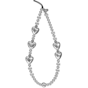 image:imageVELVET CAVIAR Phone Charm Wrist Strap  Cute Lanyard Accessory for Women  Compatible with all Phone CasesMetallic Silver Heart