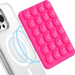 image:imageVelvet Caviar Suction Cup Phone Case Mount Compatible with MagSafe Devices Only  Magnetic Silicone Sticky Phone Grip Holder for iPhone Back of Phone  Mirror Gripper Strawberry MilkHot Pink
