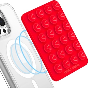 image:imageVelvet Caviar Suction Cup Phone Case Mount Compatible with MagSafe Devices Only  Magnetic Silicone Sticky Phone Grip Holder for iPhone Back of Phone  Mirror Gripper Strawberry MilkRed