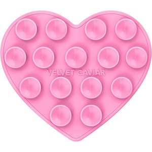 image:imageVelvet Caviar Suction Cup Phone Case Mount Compatible with MagSafe Devices Only  Magnetic Silicone Sticky Phone Grip Holder for iPhone Back of Phone  Mirror Gripper Strawberry MilkPink Heart