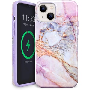image:imageVELVET CAVIAR for iPhone 13 Case Floral  Compatible with MagSafe  10ft Drop Tested  Purple Rose Gold FlowersViolet Sky Marble