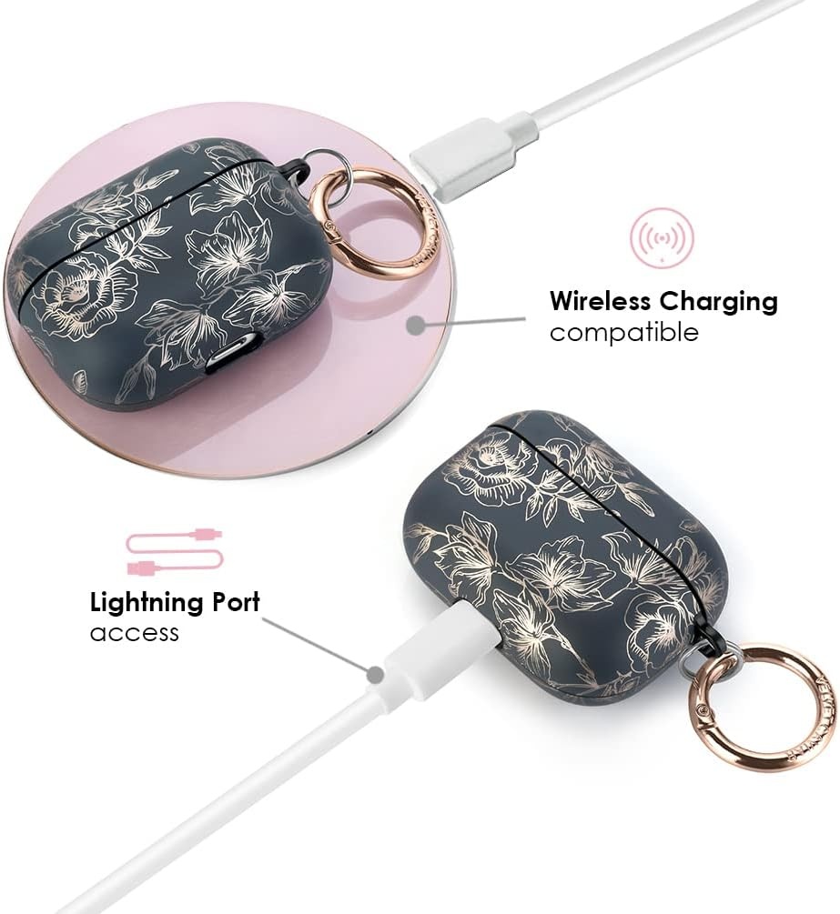 image:imageVelvet Caviar Compatible with AirPods Pro Case 2nd and 1st Generation  Cute Protective Hard Cover for Women  Nude Vintage Wildflowers FloralFloral Rose Gold