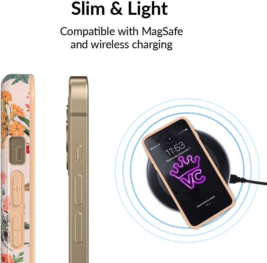 image:imageVelvet Caviar Compatible with iPhone 1212 Pro Case for Women Cute  10ft Drop Tested  Protective Phone Cover Floral Rose Gold BlackNude Vintage Floral