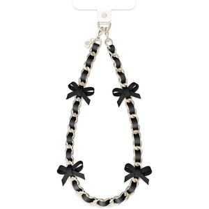 image:imageVELVET CAVIAR Leather Chain Phone Charm Wrist Strap  Cute Lanyard Accessory for Women  Fits all Phone Cases Black Bow