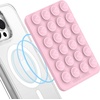 image:imageVelvet Caviar Suction Cup Phone Case Mount Compatible with MagSafe Devices Only  Magnetic Silicone Sticky Phone Grip Holder for iPhone Back of Phone  Mirror Gripper Silver Chrome HeartStrawberry Milk